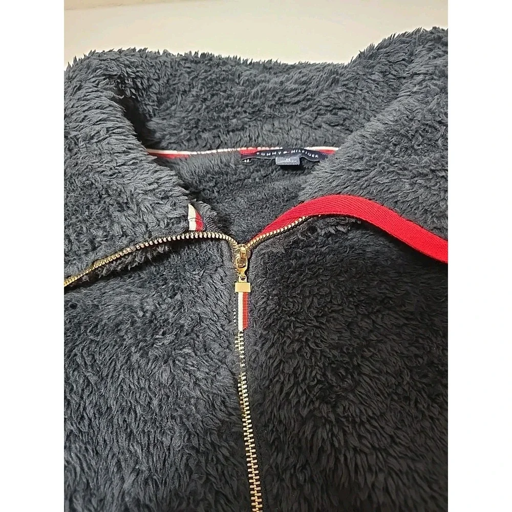 Tommy‎ Hilfiger Women's sherpa quarter-zip pullover jacket  navy blue Medium